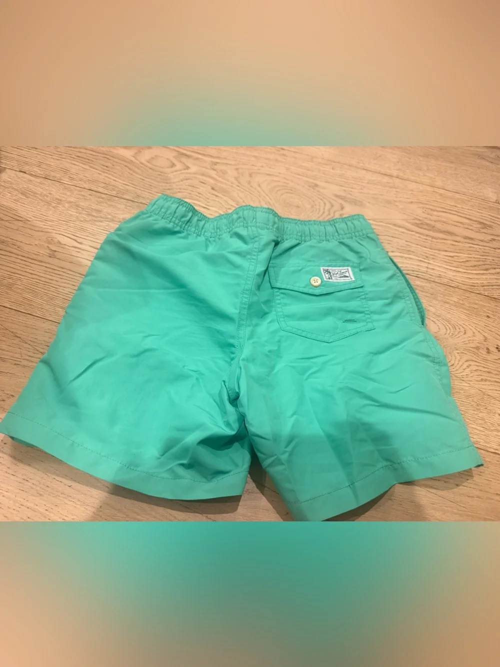 Polo by Ralph Lauren Light Turquoise Swim Trunks with Blue Waistband
